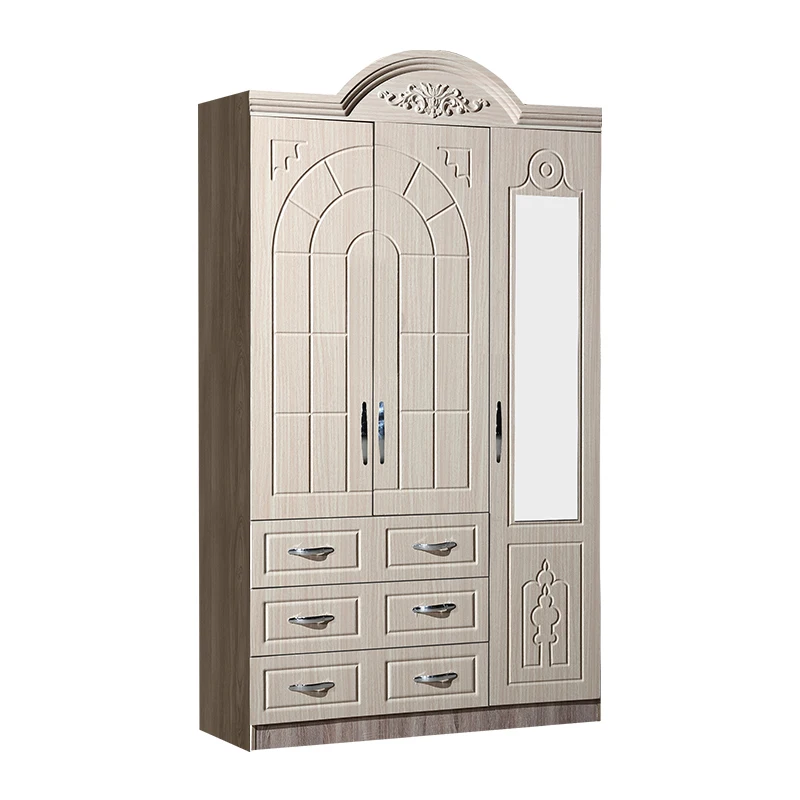 Foshan wooden Closet 3 Door MDF Board Wardrobe Design with 3 Doors and Drawers Customization Colors Storage Cabinet
