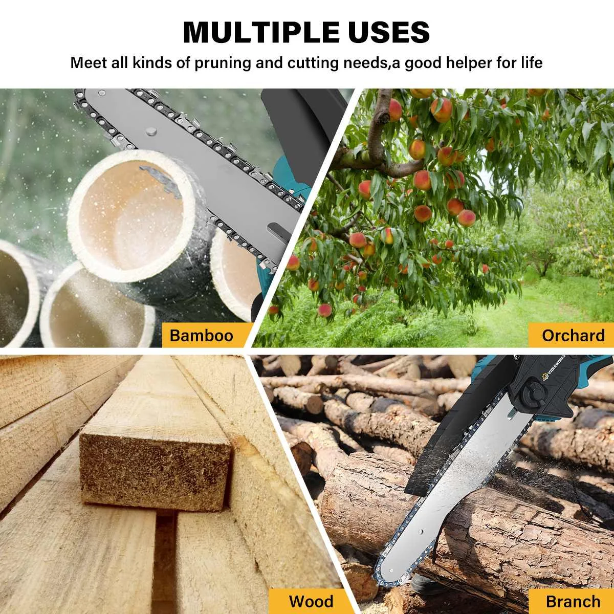 8 Inch Brushless Electric Chainsaw Automatic Oiler Handheld Garden Wood Logging Saw Tree Branches Cutter for Makita 18V Battery