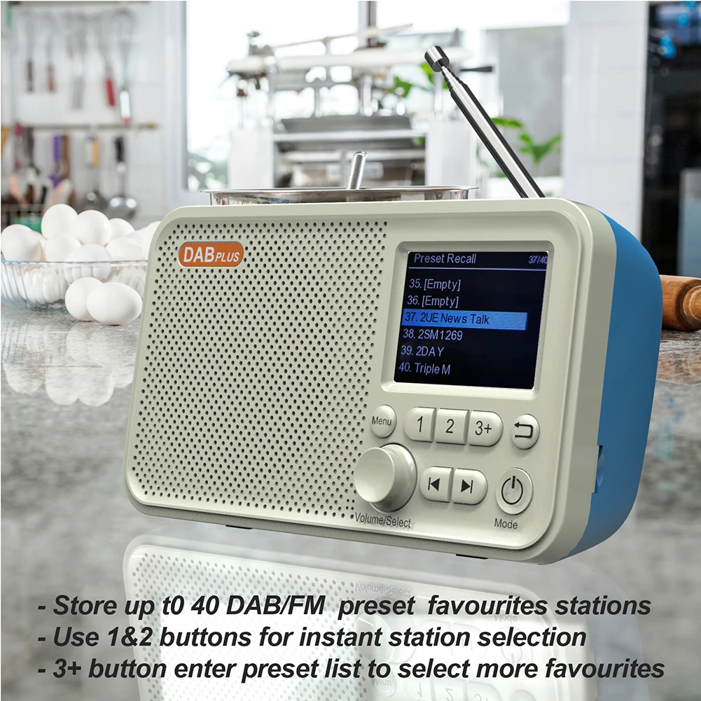 C10 2.4 inch DAB DAB+ FM Digital Radio with Telescopic Antenna Color LCD Display Bluetooth-compatible Broadcasting Radio