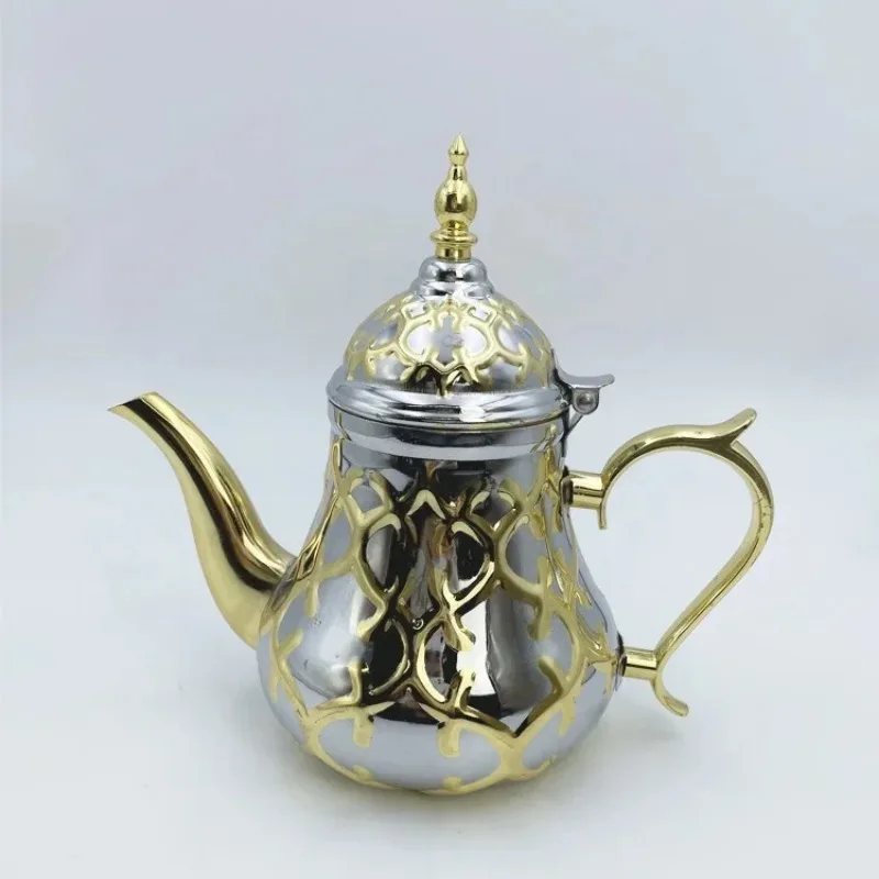 2024 Ramadan Dallah Stainless Steel Induction Mint Tea Maker 0.8 L 1.2L Moroccan Part Gold Teapot