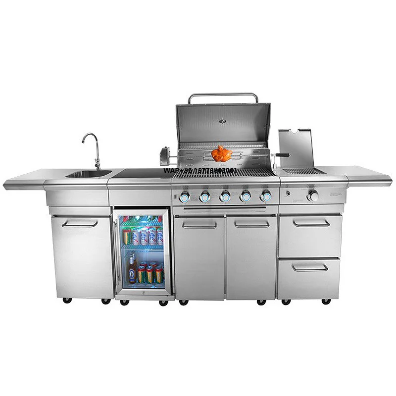 Stainless Steel BBQ Gas Grill Island Outdoor Kitchen for Garden Use