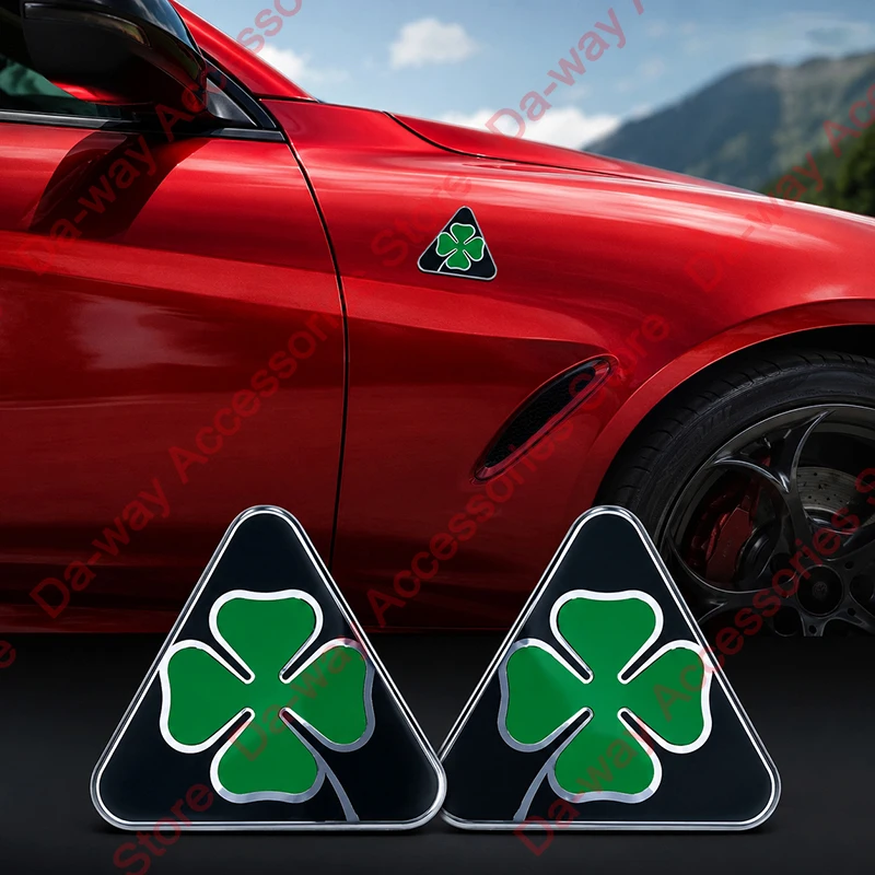 Quadrifoglio Badge Super Sport Black Clover Emblem Fender Logo For Alfa Romeo Giulia Stelvio Exterior Accessories