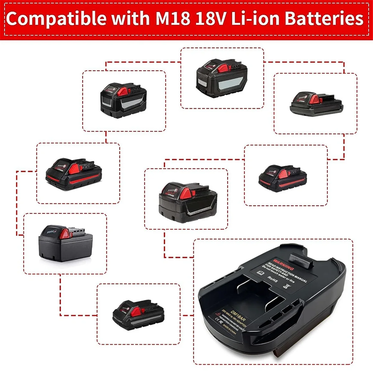 DM18AR Battery Adapter for for Li-Ion Battery Convert to for / 18V Tool Electric Drill Use