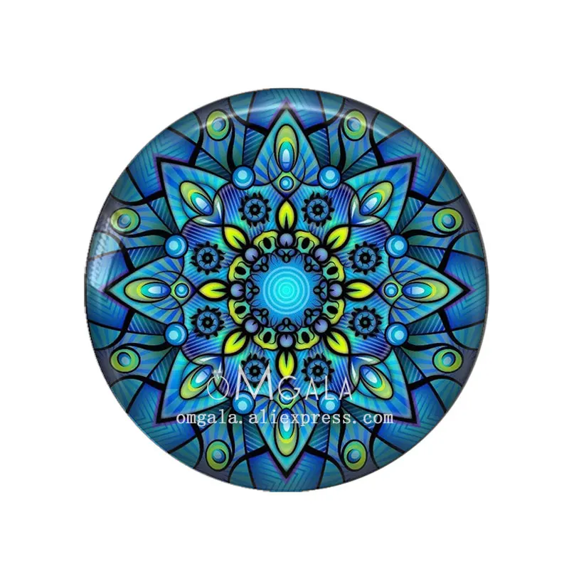 Fashion Colorful Abstract Mandala Art Pattern 12mm/14mm/18mm/20mm/25mm Round photo glass cabochon demo flat back Making risultati