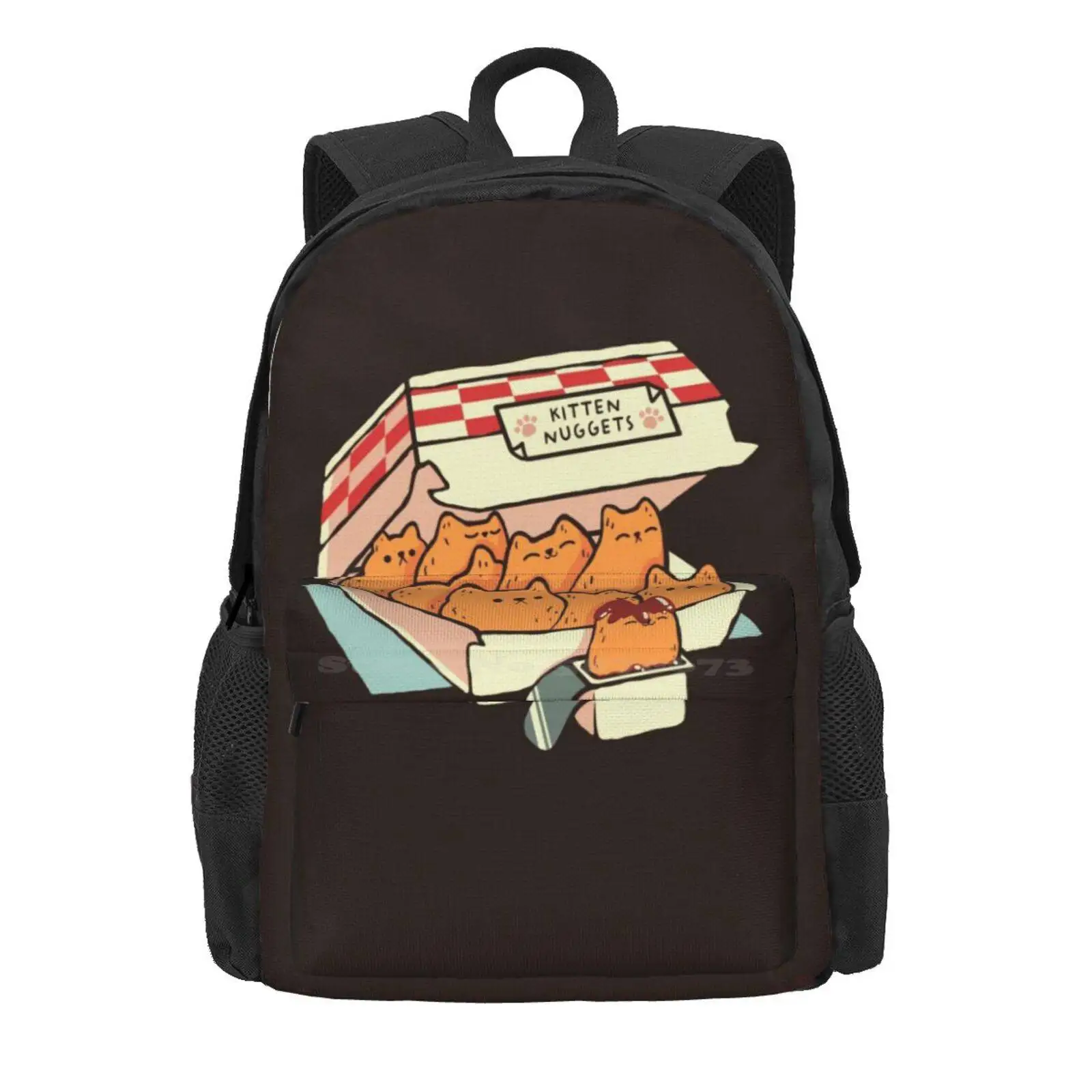 Kitten Nuggets Fast Food Cat By Tobe Fonseca Hot Sale Schoolbag Backpack Fashion Bags Kitten Fast Food Kitty Pets Animals Humor