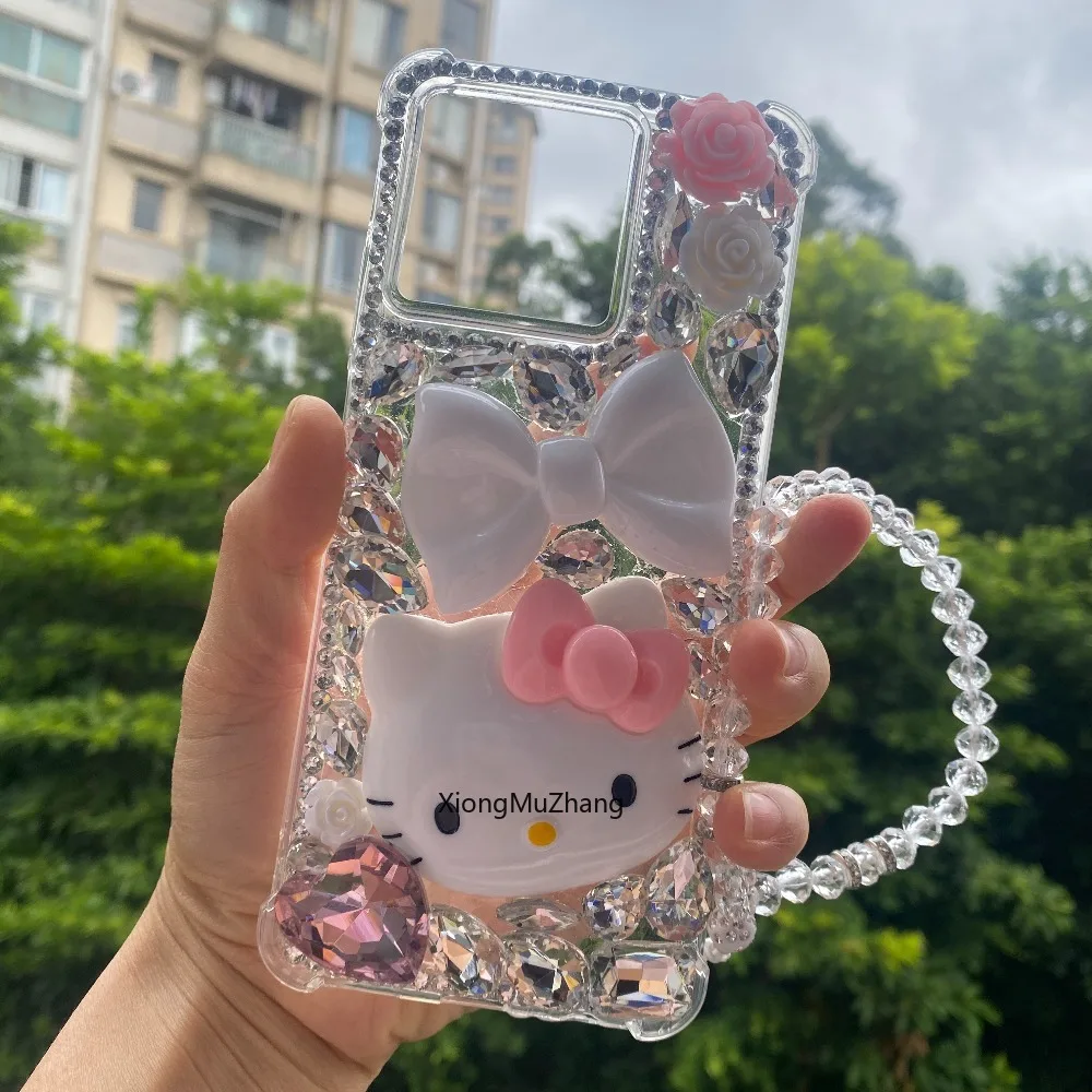 Funda de lujo con purpurina de diamante de Hello Kitty para ZTE Blade A34 A54 A73 Axon 50 Lite 60 70 V50 Vita V50 Smart V50 diseño Bling