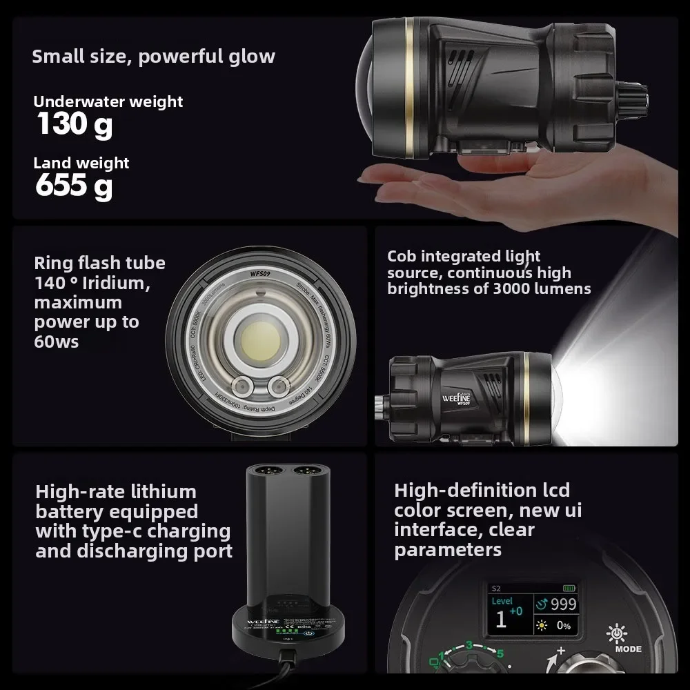 WFS09 multifunctional underwater photography ring flash photography filling light