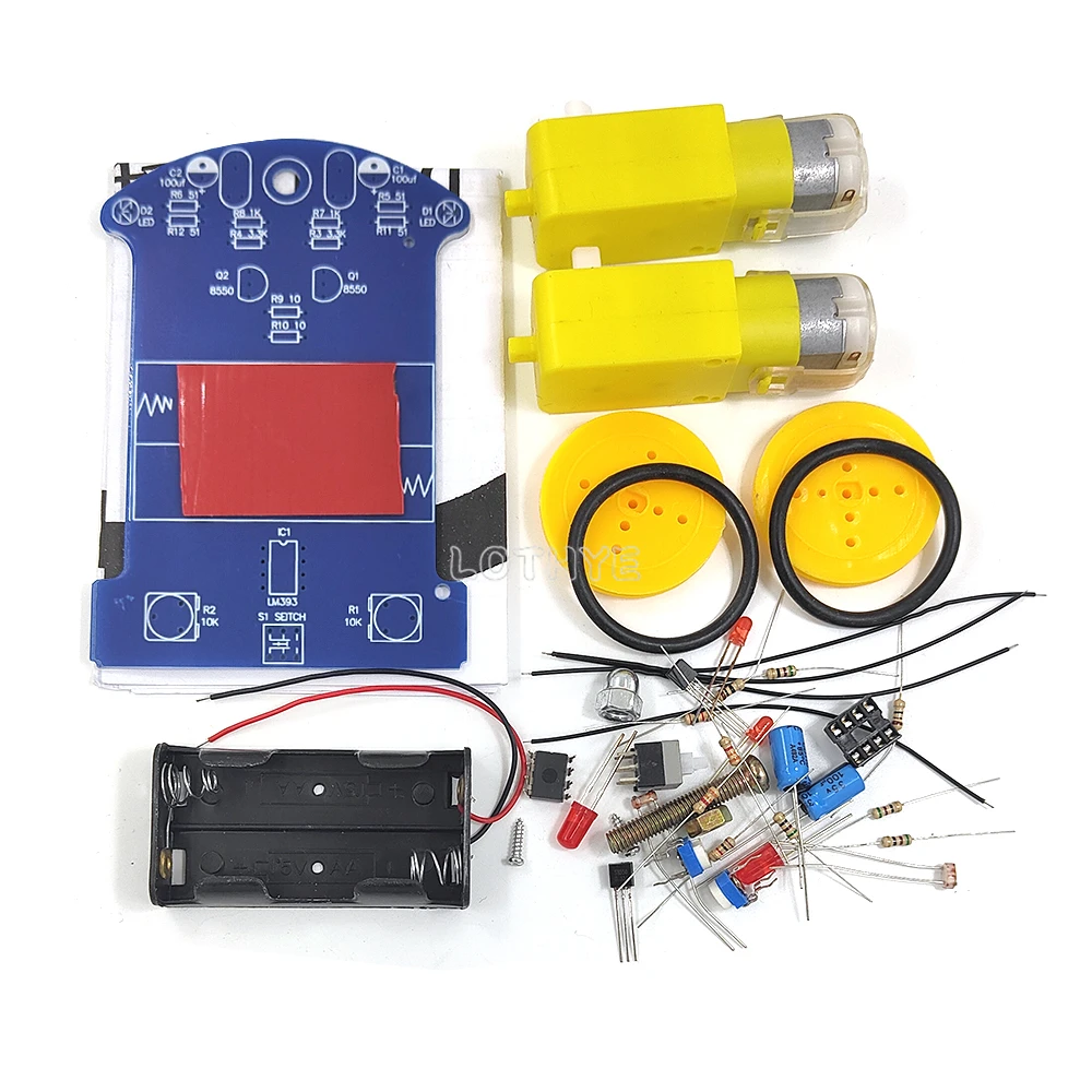 Intelligent Tracking Line Car Photosensitive Robot DIY Electronic Kit D2-1 Smart Kits Patrol Automobile Parts Fun Soldering
