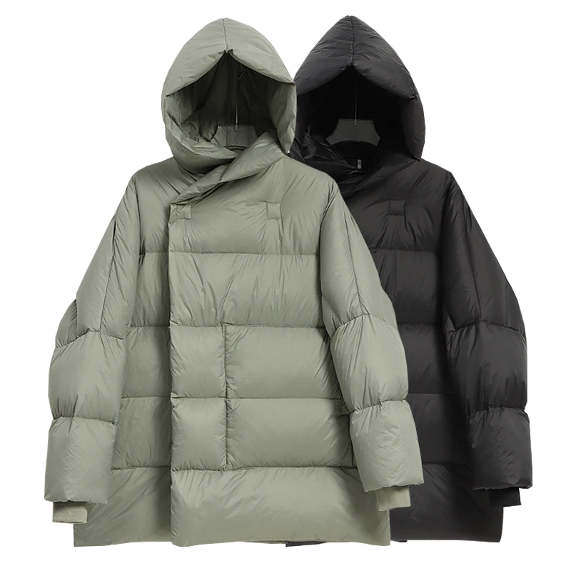 

Простое утепленное пуховое пальто с капюшоном на пуговицах, теплое, омолаживающее, белое, женское, весеннее, модное