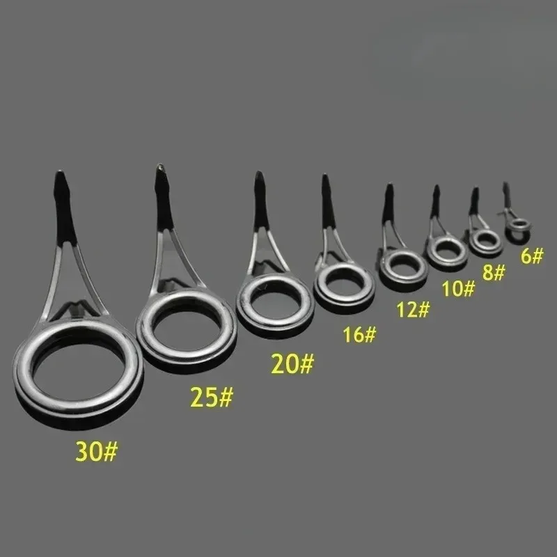 

1pc Fishing Rod Guide Ceramic Rings High Carbon Steel Oval Top 6-30mm Pole Repair Kit Replacement Set Fishing Gear Accessories