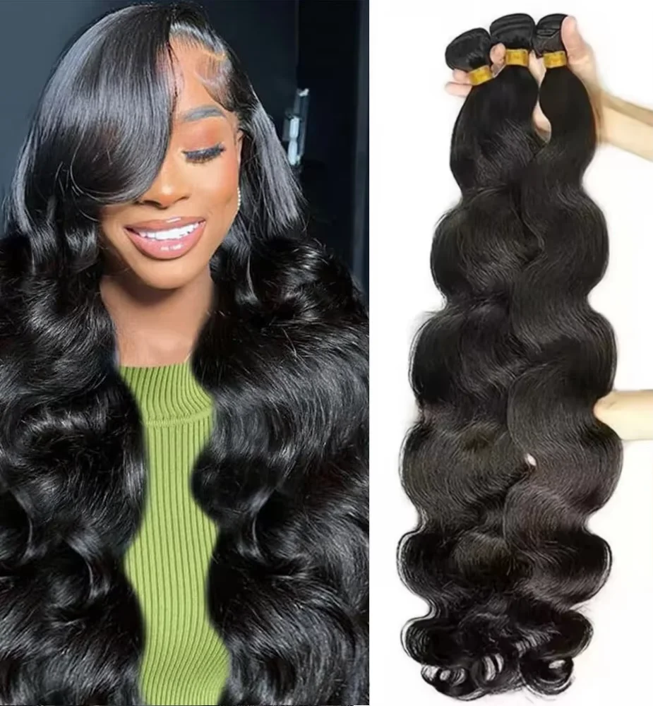 Brazilian Virgin Human Hair Bundles Natural Black Body Wave 10-40 Inch Thick Soft Unprocessed Weave Extensions 1/3/4 Bundles