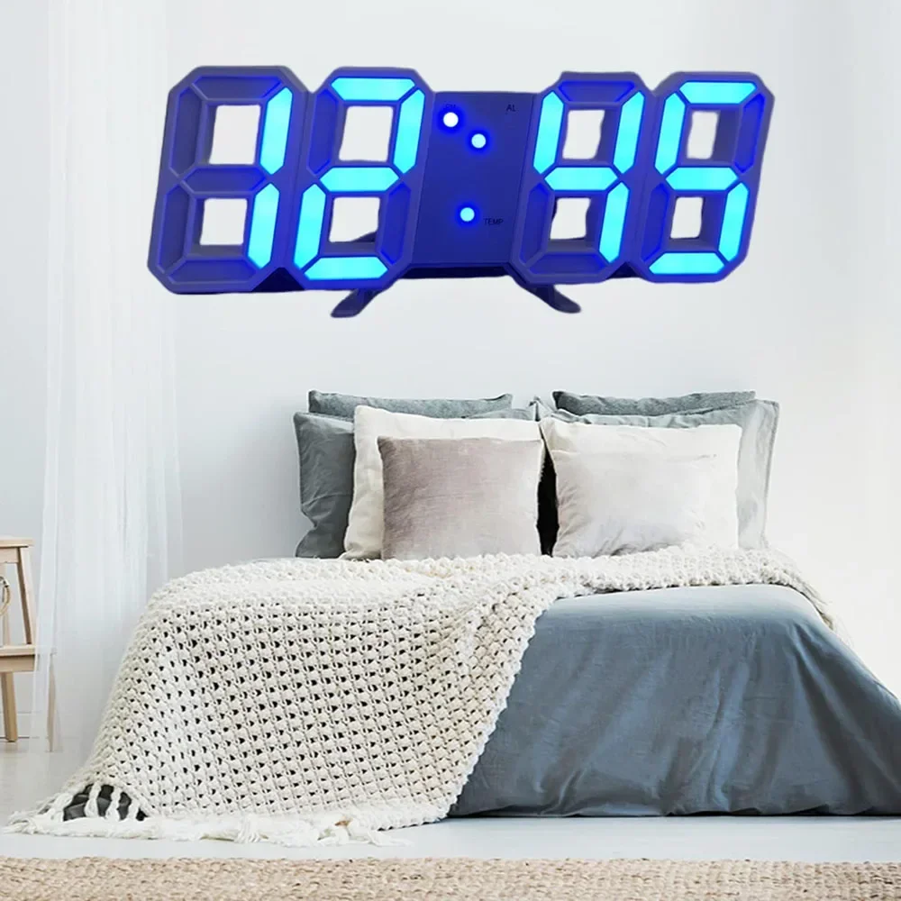 Large  LED Remote Control Wall Clock Electronic Clocks  Digital Table Watch  Desktop Multi-function  Date Temperature Hanging