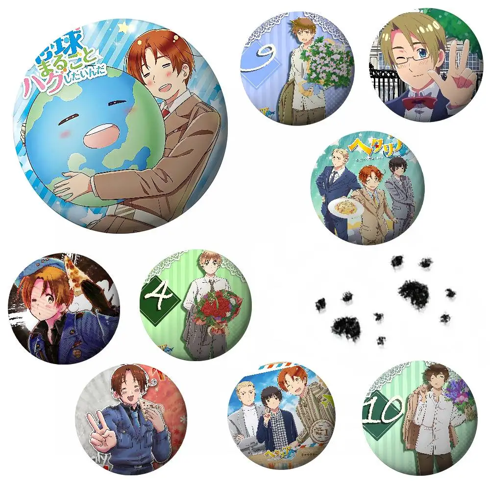 Anime H-Hetalia World Stars Minimalistische, exquisite Weißblechbroschen: Elegante Anstecknadeln für Taschenaccessoires, praktische Geschenke