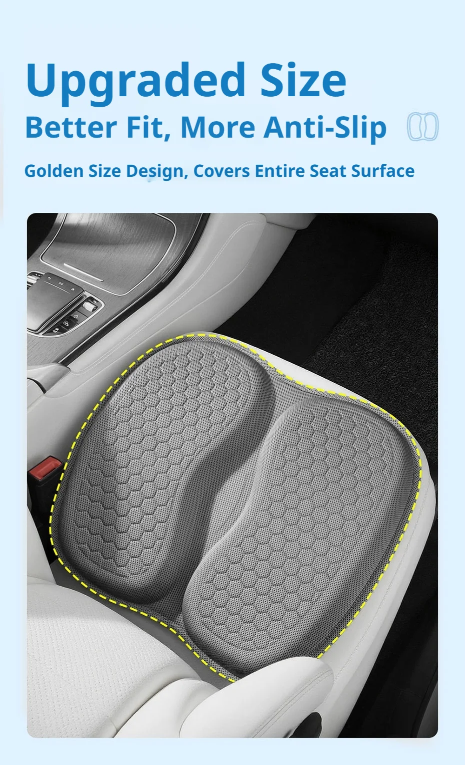 SEAMETAL Autositzkissen, atmungsaktives Gel-Sitzkissen, Sommerkühlung, Wabendesign, universell einsetzbar für Auto, Zuhause, Bürostühle – Detail 6