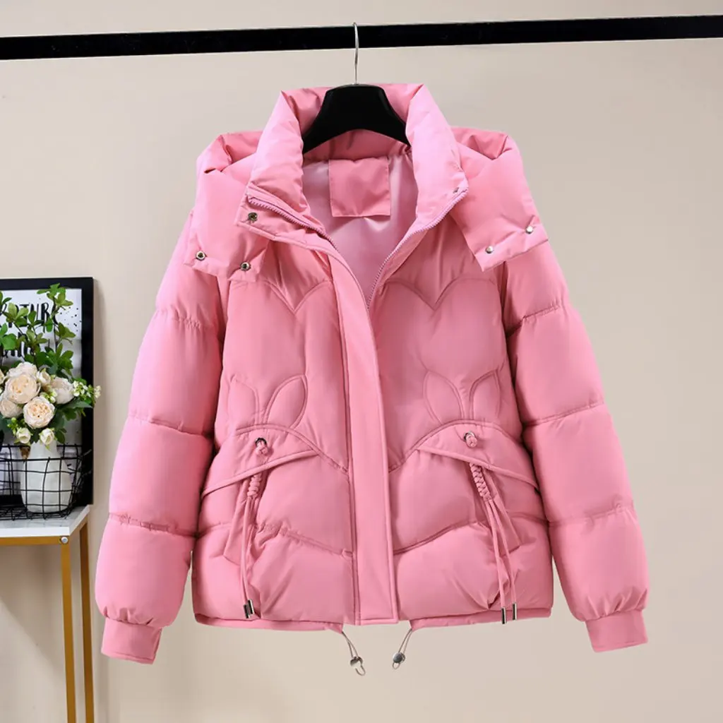 

Зимняя женская пуховая хлопковая куртка с капюшоном в европейском стиле, модное короткое пальто, модное женское пальто