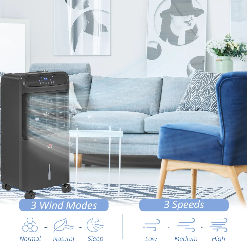 مكيف هواء محمول 32 بوصة 3 في 1 مروحة تبريد ثلج 3.2 جالون مبرد مستنقع لخزان المياه مع مرطب مؤقت 12 ساعة مع جهاز تحكم عن بعد