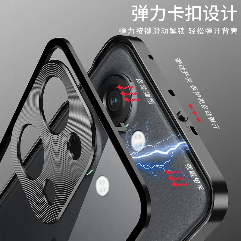Oneplus Nord 3 Nord3 5G CPH2491 Case Shockproof Metal Bumper with Clear Tempered Glass Hard Cover Phone Case for Oneplus Nord 3