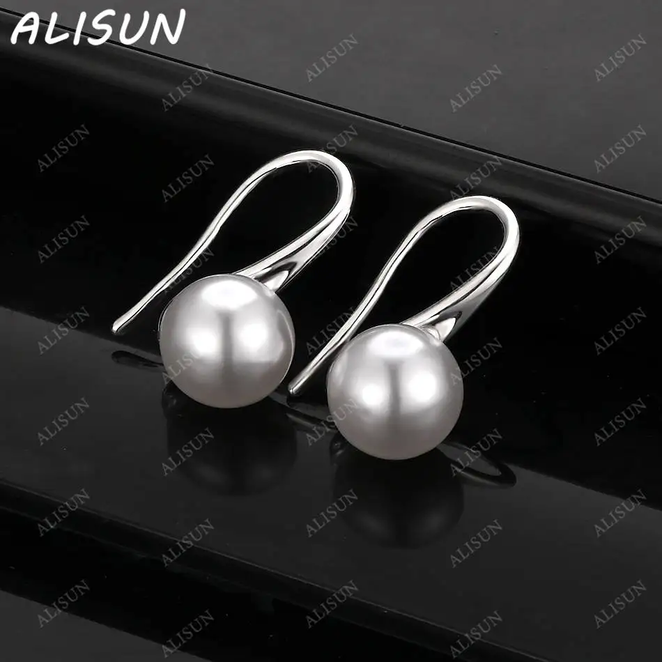 

ALISUN 925 Sterling Silver 8mm Pearl Earrings Drop Earrings For Women Creativity Gifts Street All-match Party And Daily Wear