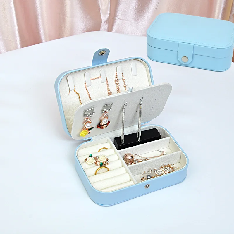 Portable Jewelry Box Jewelry Organizer Display Travel Jewelry Case Boxes Two Layer Waterproof Leather Storage Zipper Jewelers