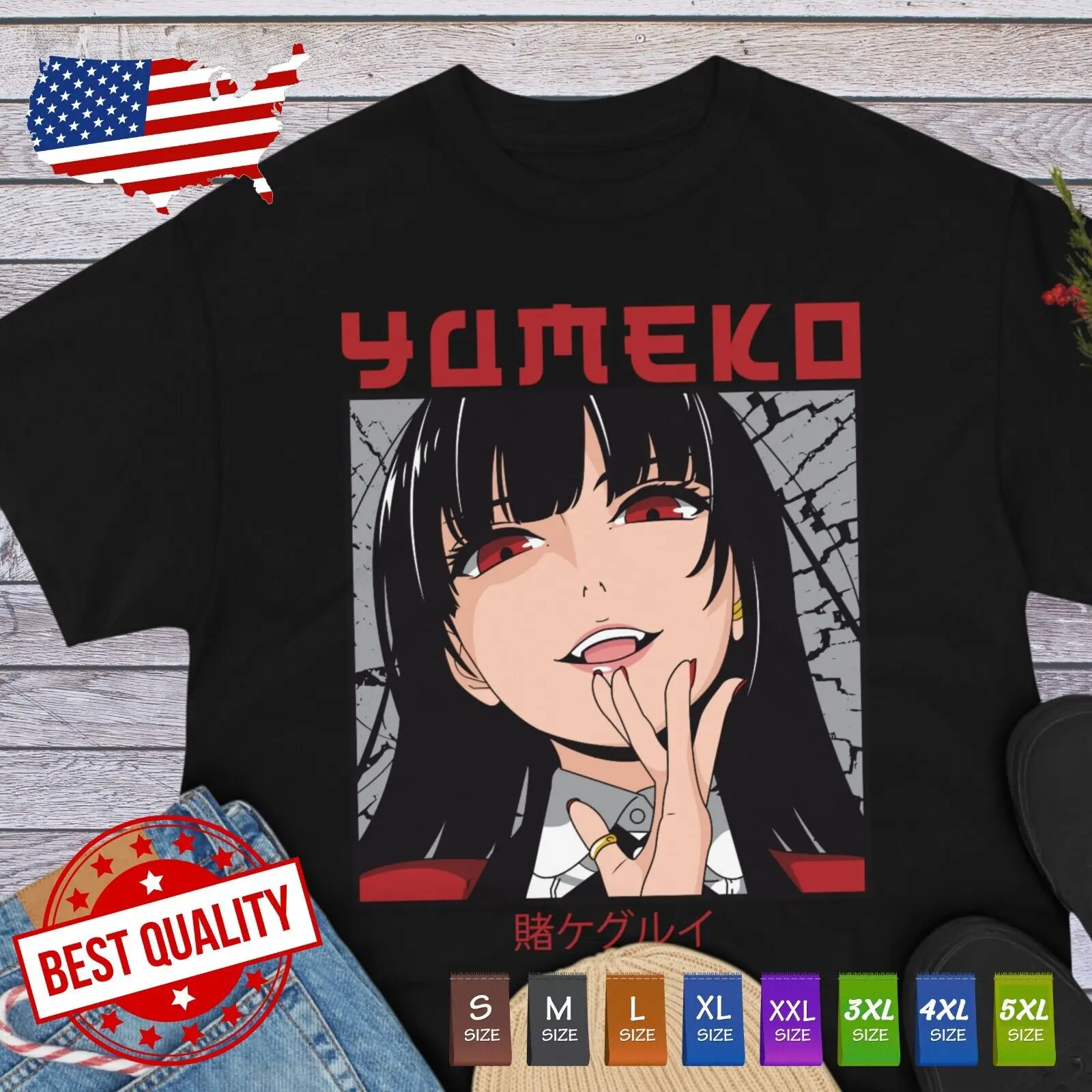 Kawaii Waifu Yumeko Jabami Kakegurui Shirt Girl Anime Clothing Japanese Tee