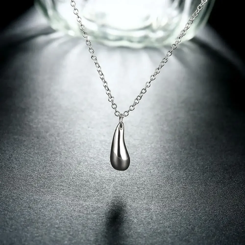 

Fashion Brand 45cm 925 Sterling Silver Necklace for Women Luxury Jewelry Water Droplets Pendant Christmas Gifts Wedding