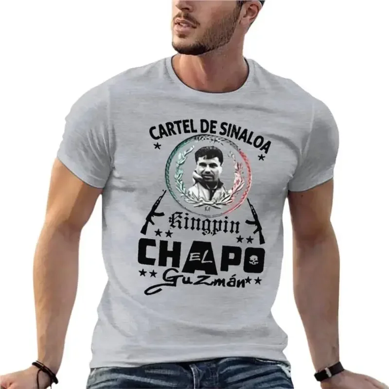 El Chapo Guzman Mexican Narco Oversize T-Shirt Branded Men Clothing 100% Cotton Streetwear Plus Size Top Tee Informal Crewneck