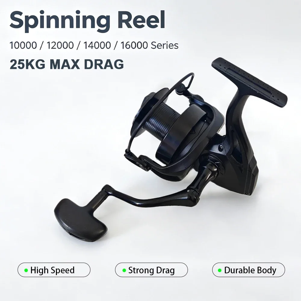 Große Spinnrolle mit leichtem Gehäuse 10000/12000/14000/16000 Übersetzungsverhältnis 4.8:1 Max. Bremskraft 25KG Weitwurf-Bass-Angelrolle – Detail 4