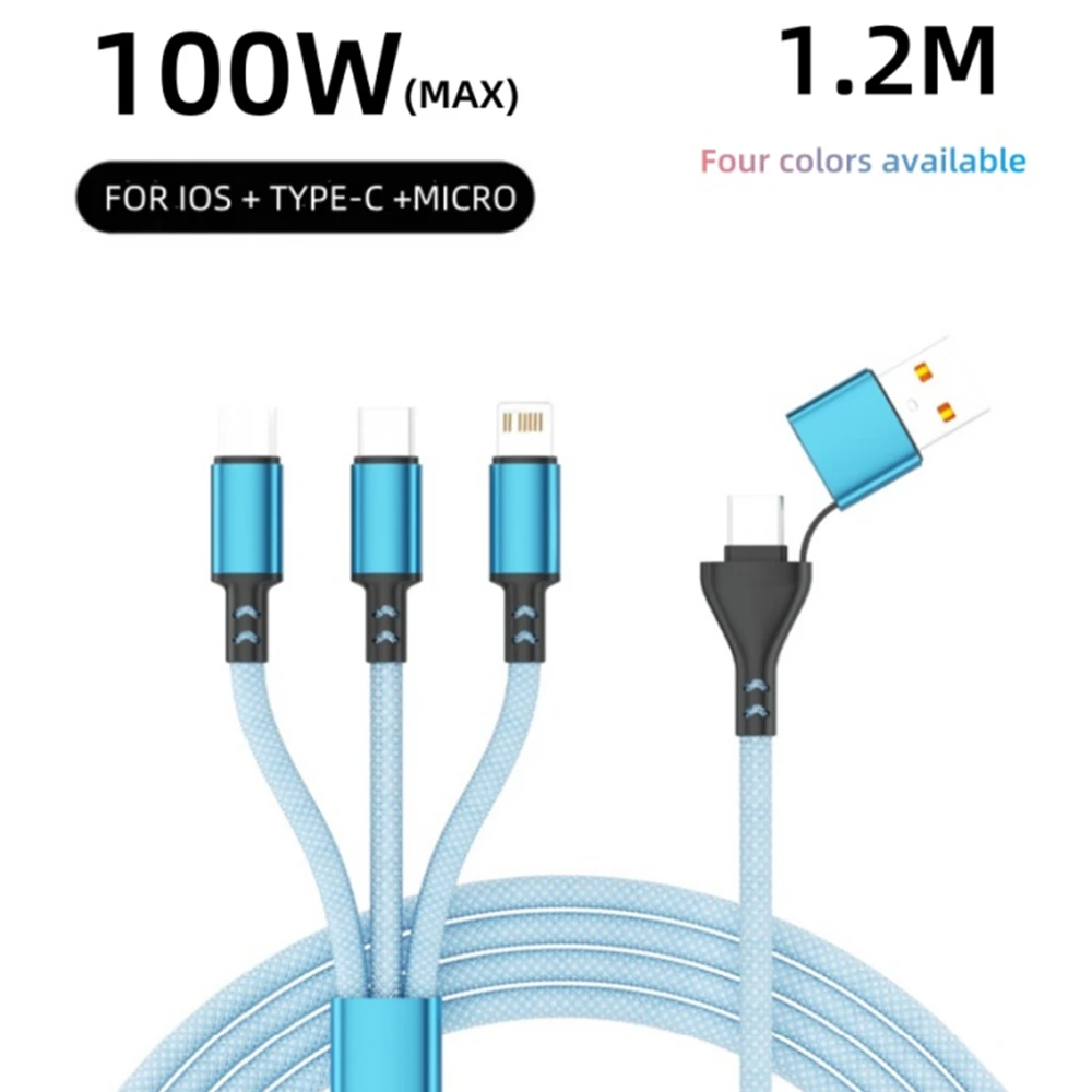 1.2m 3 in 2 Fast Charging Cable Multi Usb Port Cord Type C Micro usb Charger Phone Wire For iPhone 14 13 Huawei Samsung Xiaomi