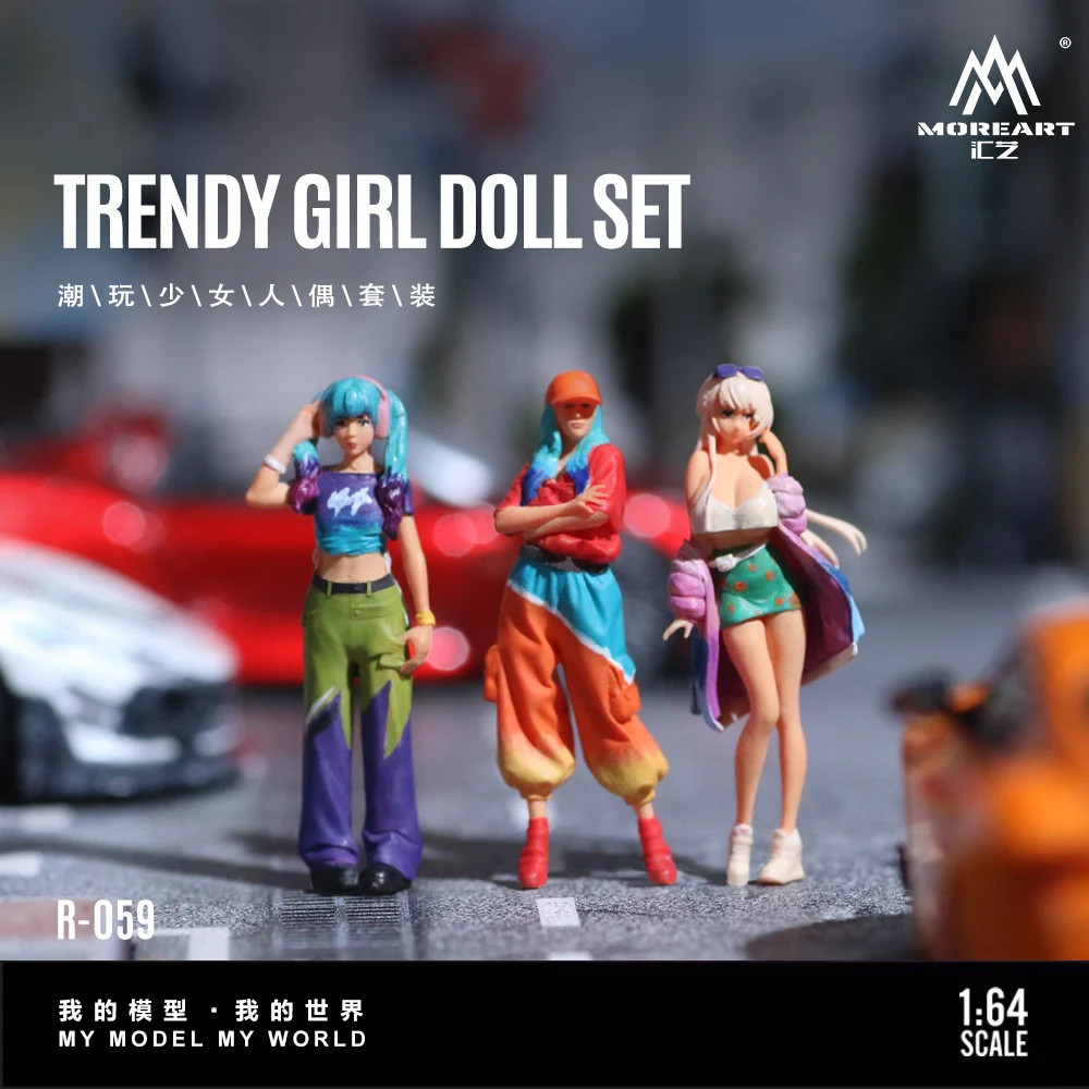 More Art 1:64 Trendy Girl Resin Doll Set Model, Decoration Figure Model for Gift&Display&Collection