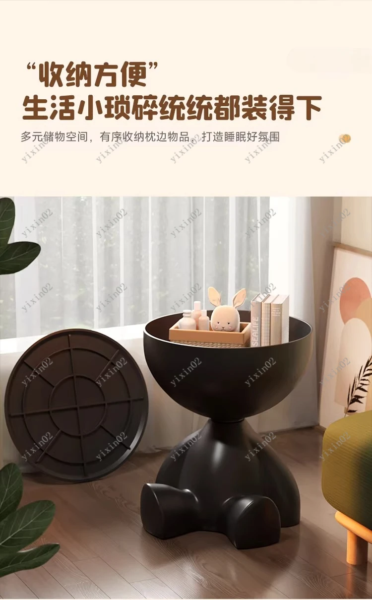 

Portable Round Side Table Cream Style Sofa Table for Living Room Furniture