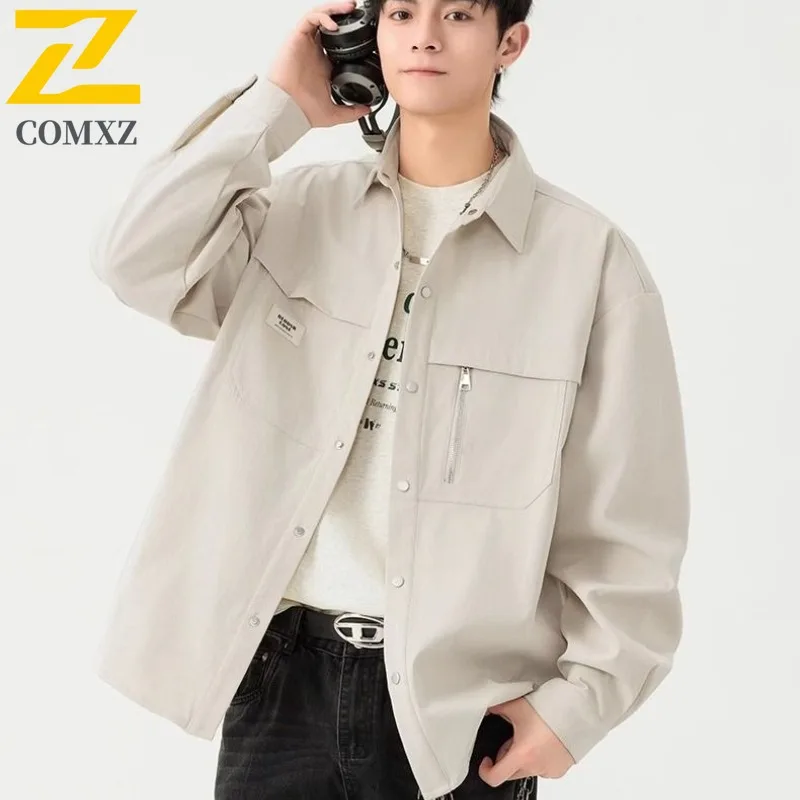 

COMXZ Premium Men Jacket Fashion Outdoor Mountaineering Windproof Coat Trendy Stand Collar Lightweight Trekking Autumn Garment