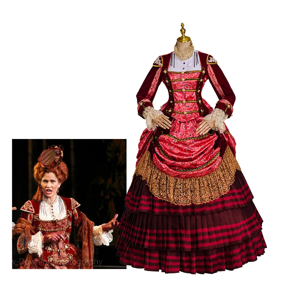 The Phantom of The Opera Carlotta Cosplay Costume Broadway Stage Performance Dress Victorian Bustle Dress Musical Ball Gown