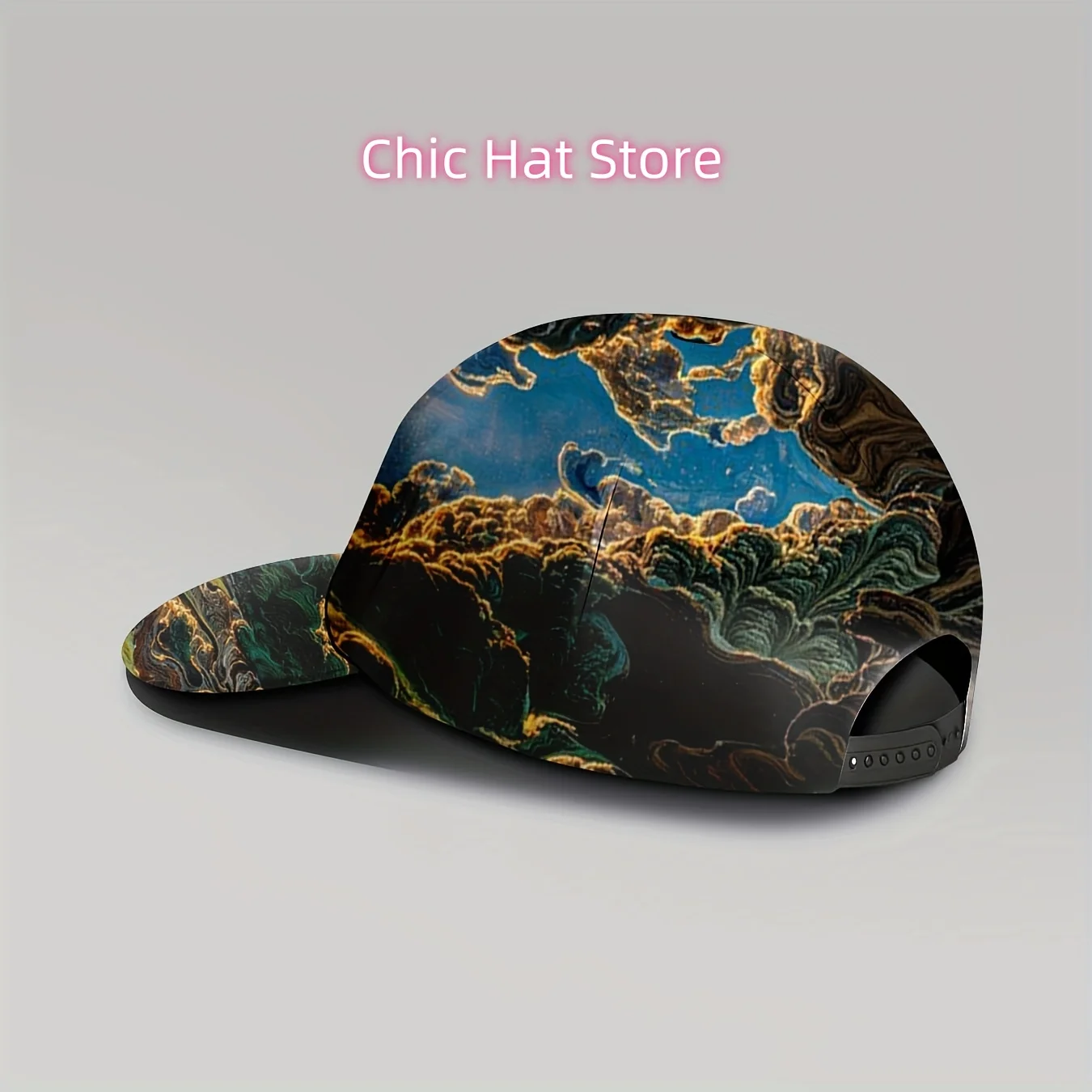 1pc, Baseball Cap Featuring a Fractal Sky Design with Sunset Clouds, Suitable for All Genders, Offering a Comfortable Adjustable
