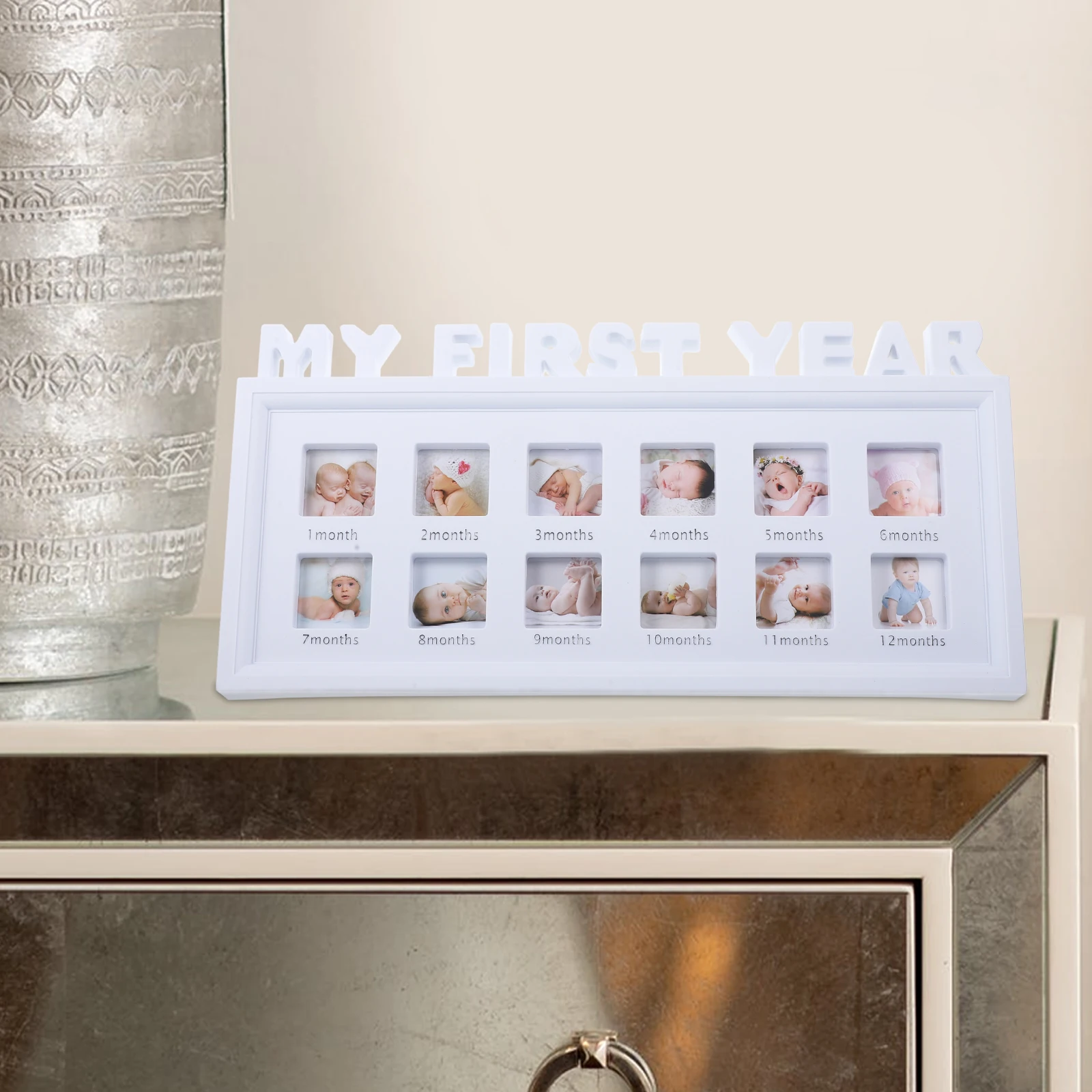 

Newborn Baby Growth Record Photo Frame 12 Months Keepsake Baby Monthly Memory Frame Growth Record Photo Holder