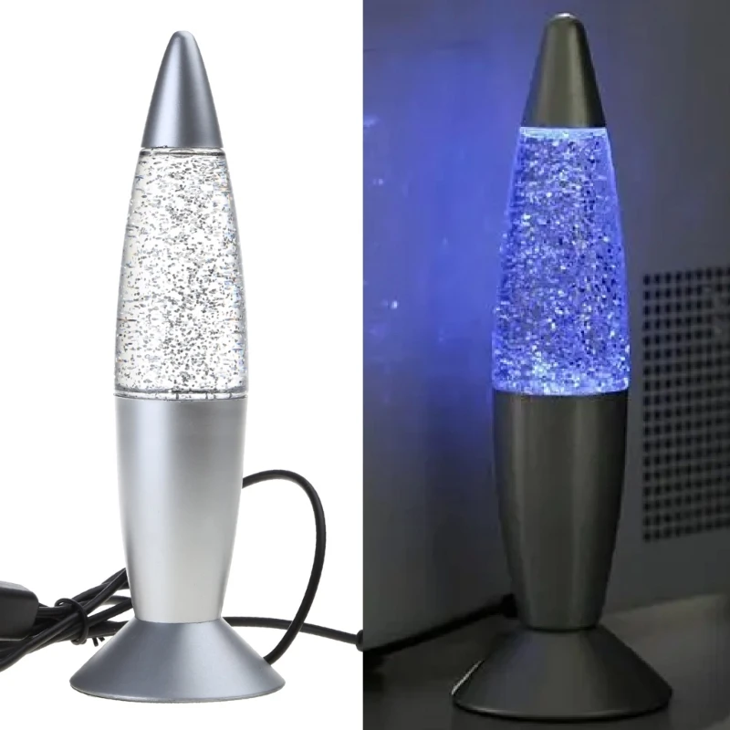 USB Lava Lamp Rocket-shaped Body LED Flashing Lamp Party Decorations Bedside Night Light Christmas Gift Plastic Material