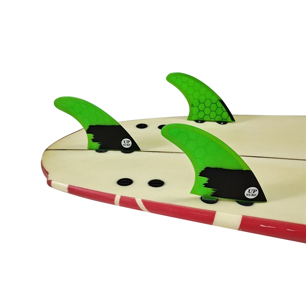 Tavola da Surf Double Tabs Fin Green Color AM2 tavola da Surf a nido d'ape in fibra di vetro 3 pezzi per set tavola Sup