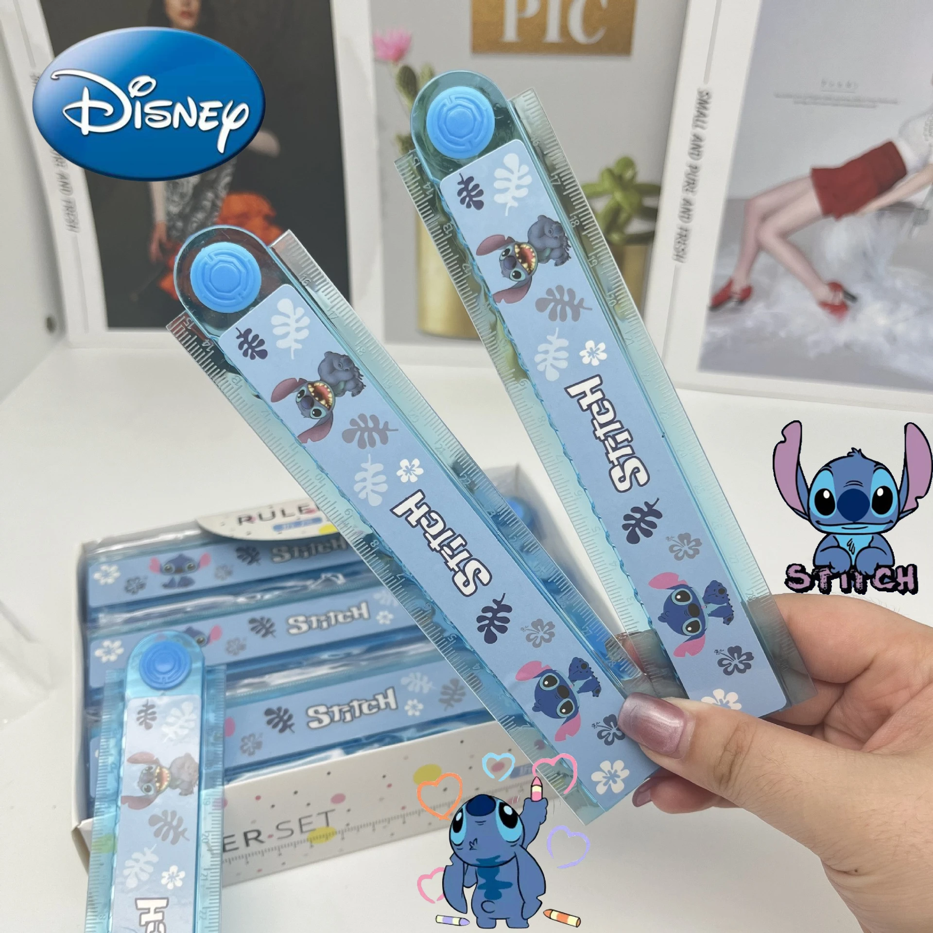 

Disney Lilo and Stitch Folding Ruler Drafting Tools Cute School Supplies Kawaii Accessories Office Gadgets Gift for Chirden