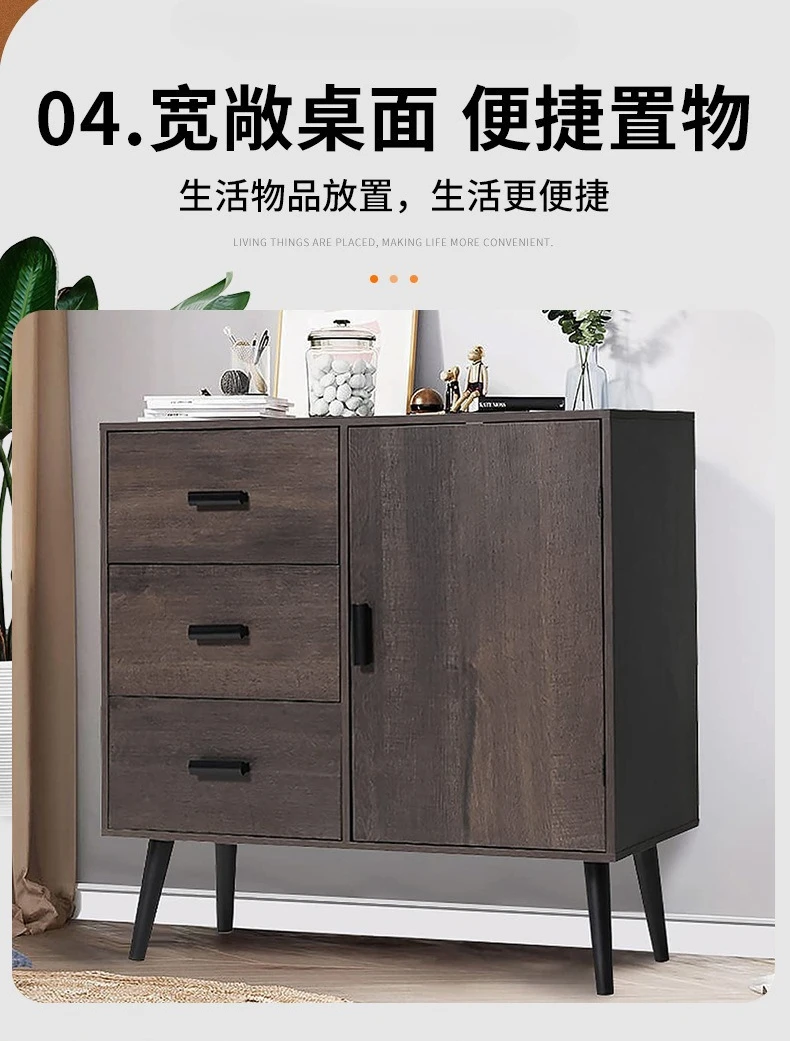 Convenient and simple storage side cabinet against the wall, retro cabinet