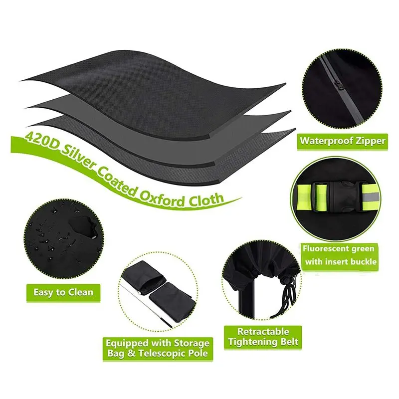 DT15 Patio Umbrella Parasol Cover, 420D Waterproof, Fits Cantilever Offset Umbrella 210x45x72/32cm, with Retractable Rod, Heavy