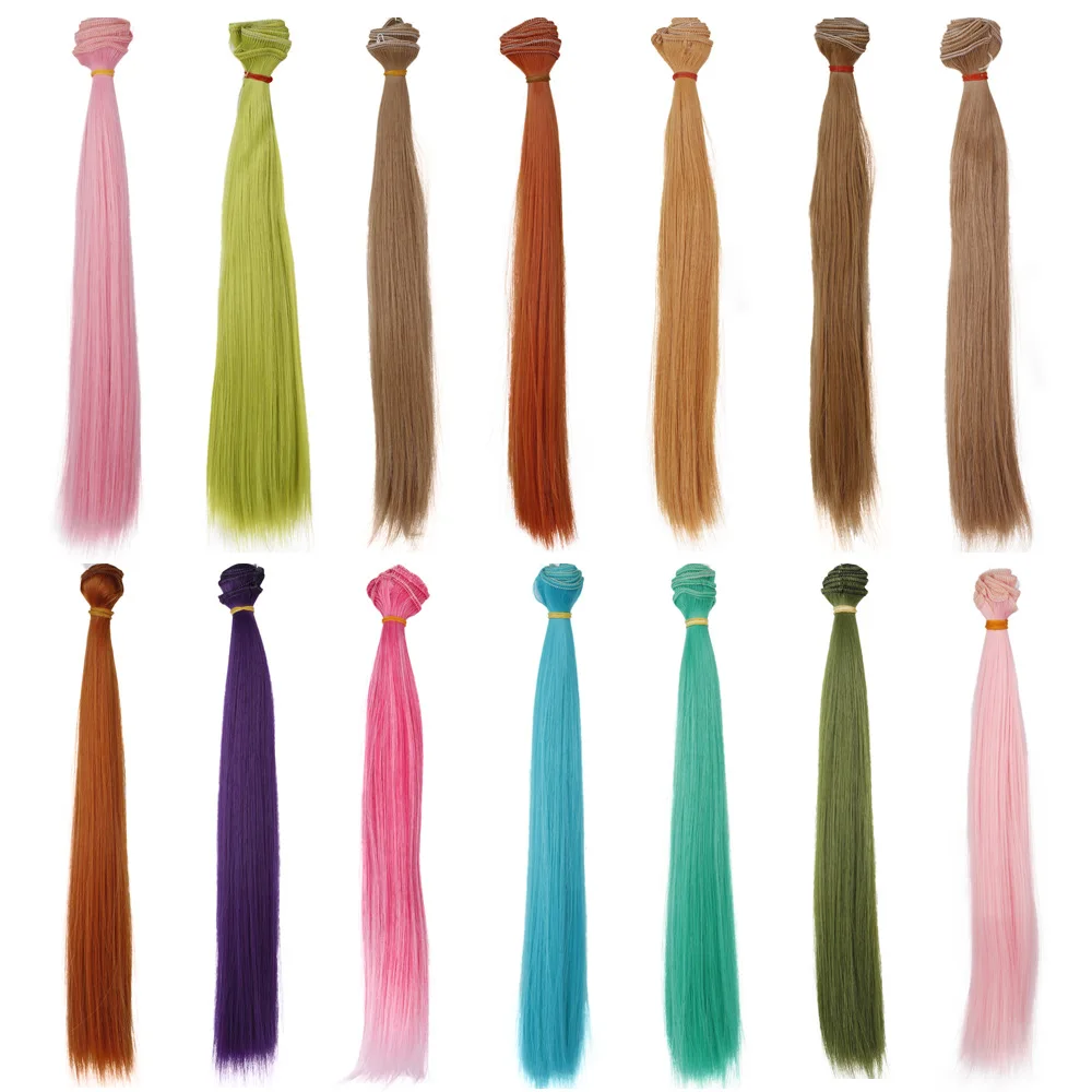 30cm Doll Hair Pink White Green Blue Brown Orange Yellow Color Straight BJD Doll Diy Handmade Doll Wigs
