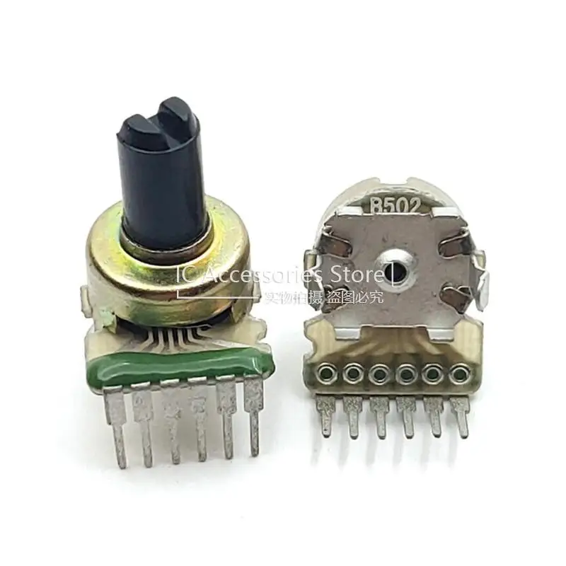 5PCS 121 ประเภท B10K B20K B50K B100K วิทยุปรับเครื่องขยายเสียง Potentiometer 6Pin B103 B203 B503 B104 D ความยาวเพลา 11 มม.
