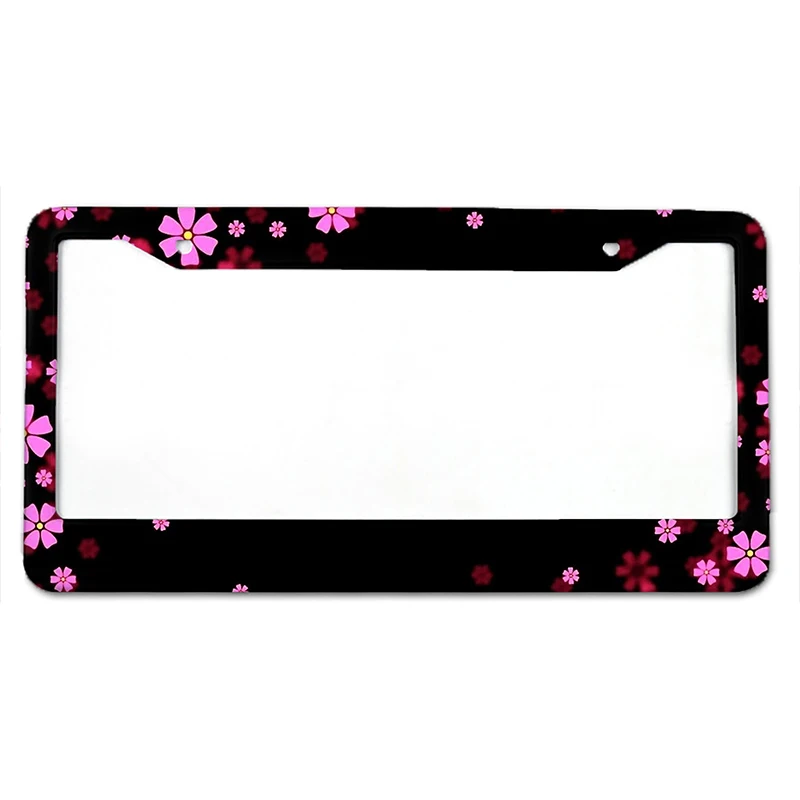 Purple small flower pattern American standard aluminum alloy car license plate cover accessories waterproof license plate cover