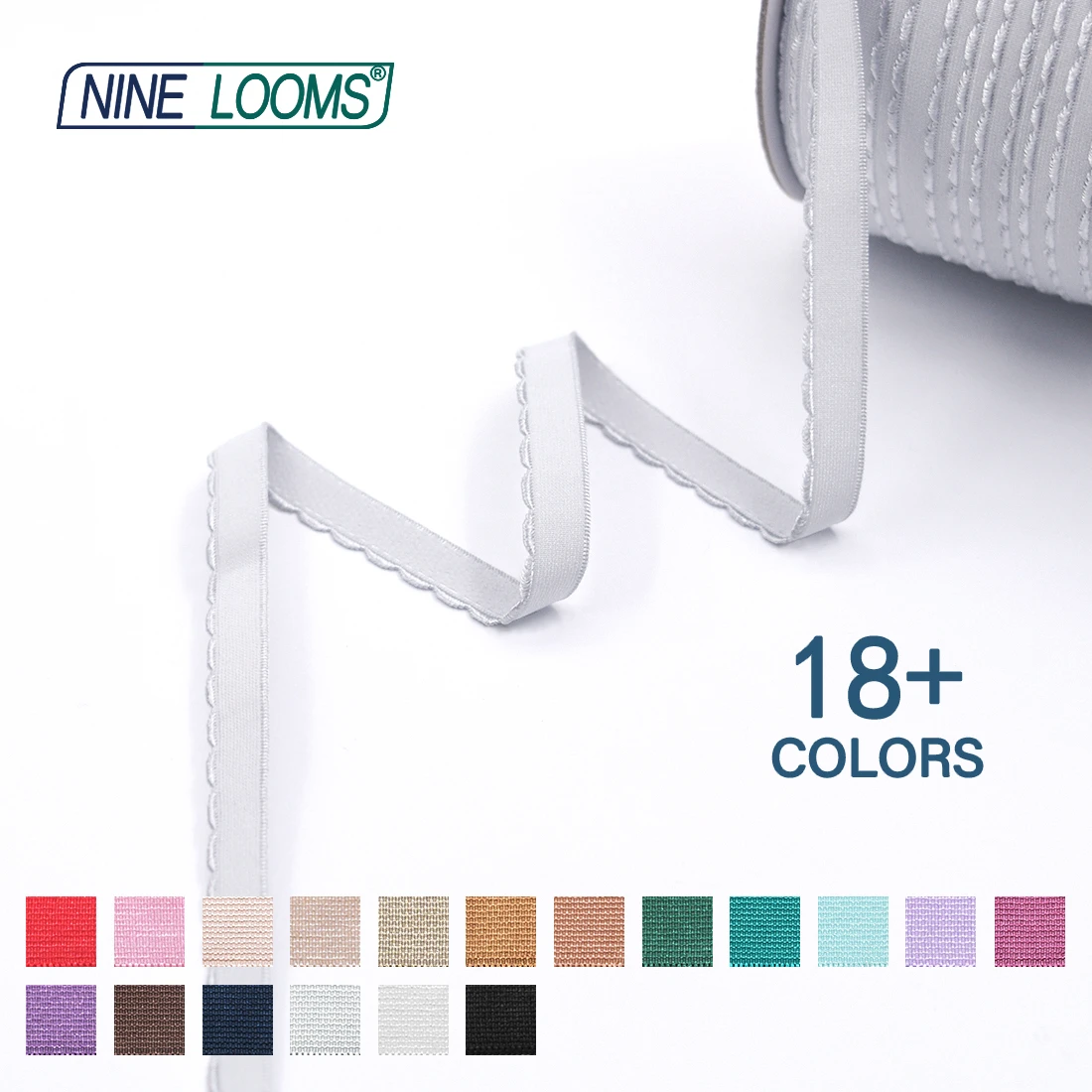 NINE LOOMS Picot BH-Träger, Gummibänder, 3/8 Zoll, 1/2 Zoll, 5/8 Zoll, 10 mm, 13 mm, 15 mm, Plüsch-Schulterband, Dessous-Nähbesätze, 50 100 Yard per Spule – Detail 17