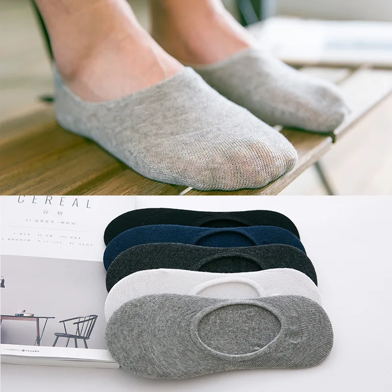 4 Pairs/Lot Men's Summer Bamboo Breathable Boat Socks Comfortable Anti-Slip Invisible Socks Casual Versatile Low-Cut Socks