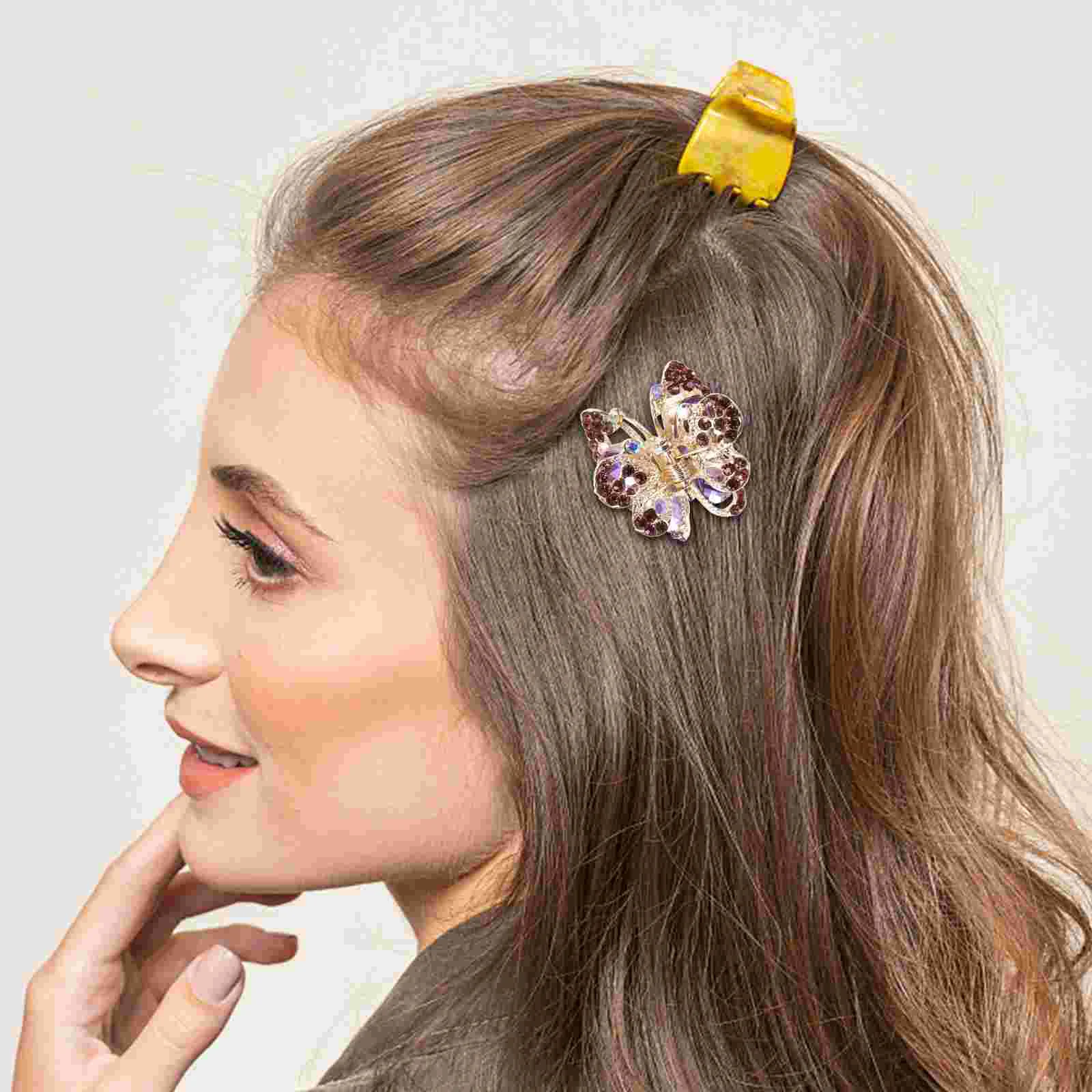 5 PCS Kids Claw Clip Grip Hair Accessories Alloy Jaw Barrettes Pins Rhinestones Mini Women's Clips