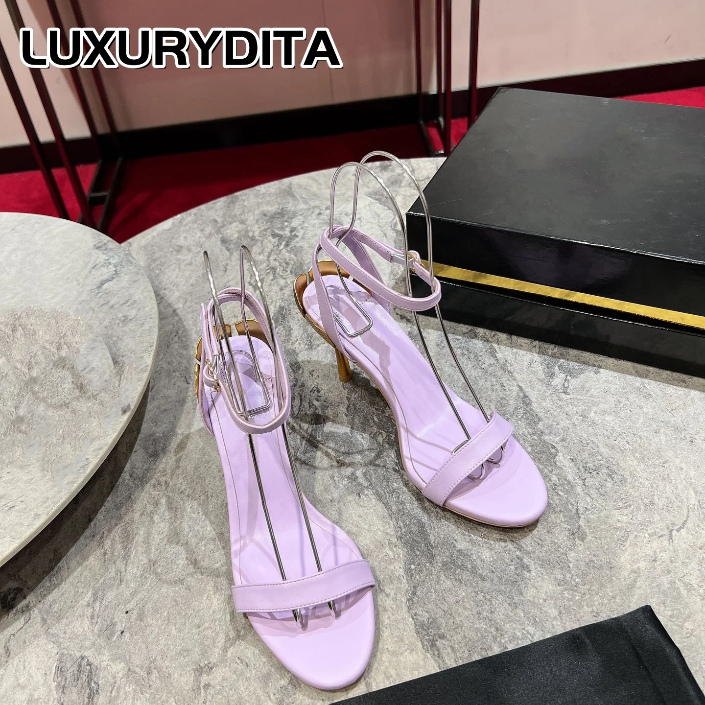 

Top Quality Womens High Heels 0-12cm Luxury Fashion Ladies Sandals Designer Classic Red Heel Real Leather soled Mules Shoes 2336