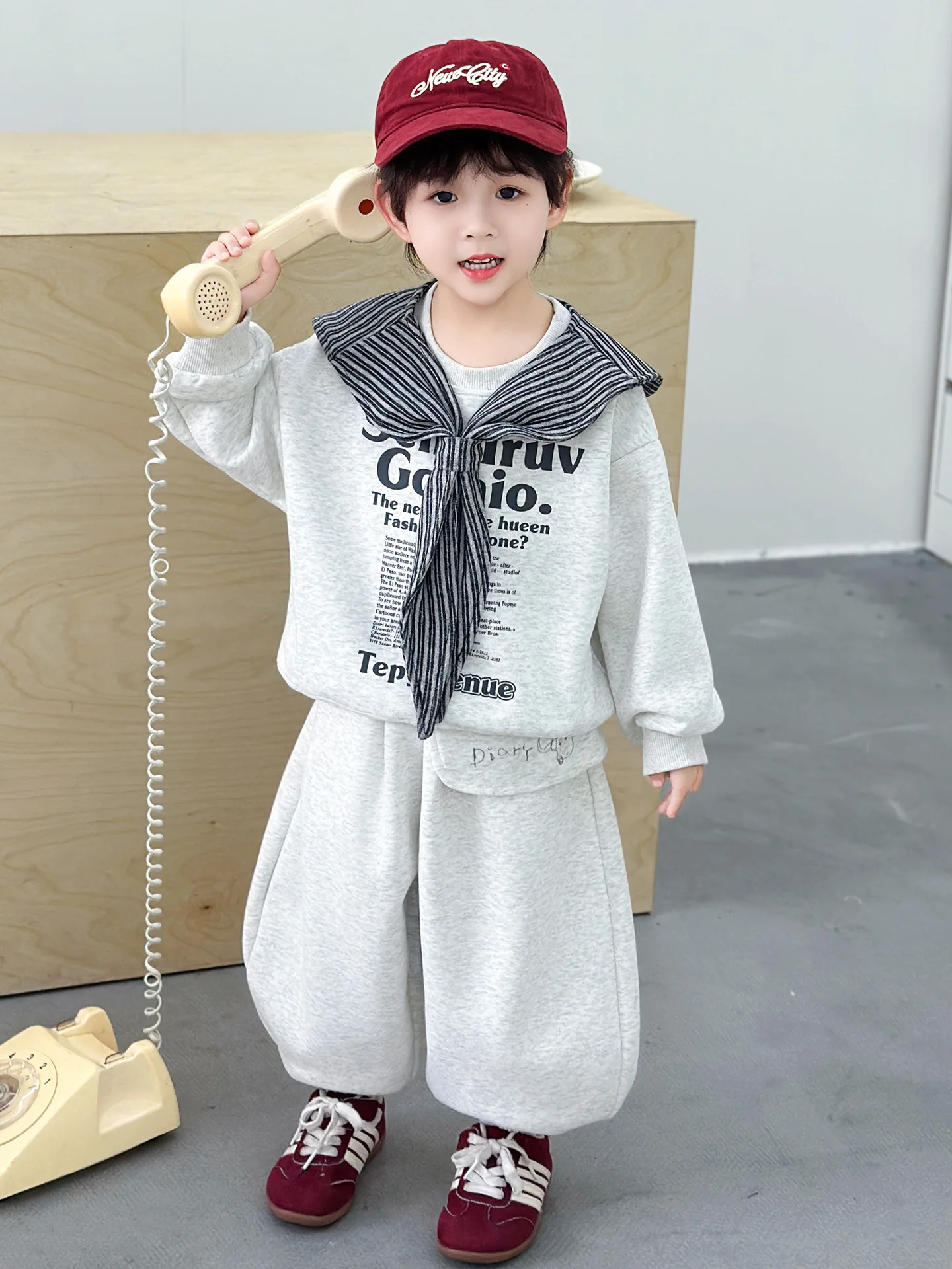 Spring Children's Clothes Suit Big Boys Leisurely Shawl+Sweatshirt+Pants 3pcs Set Boys and Girls Outfit Teen Tracksuits 2-10Year