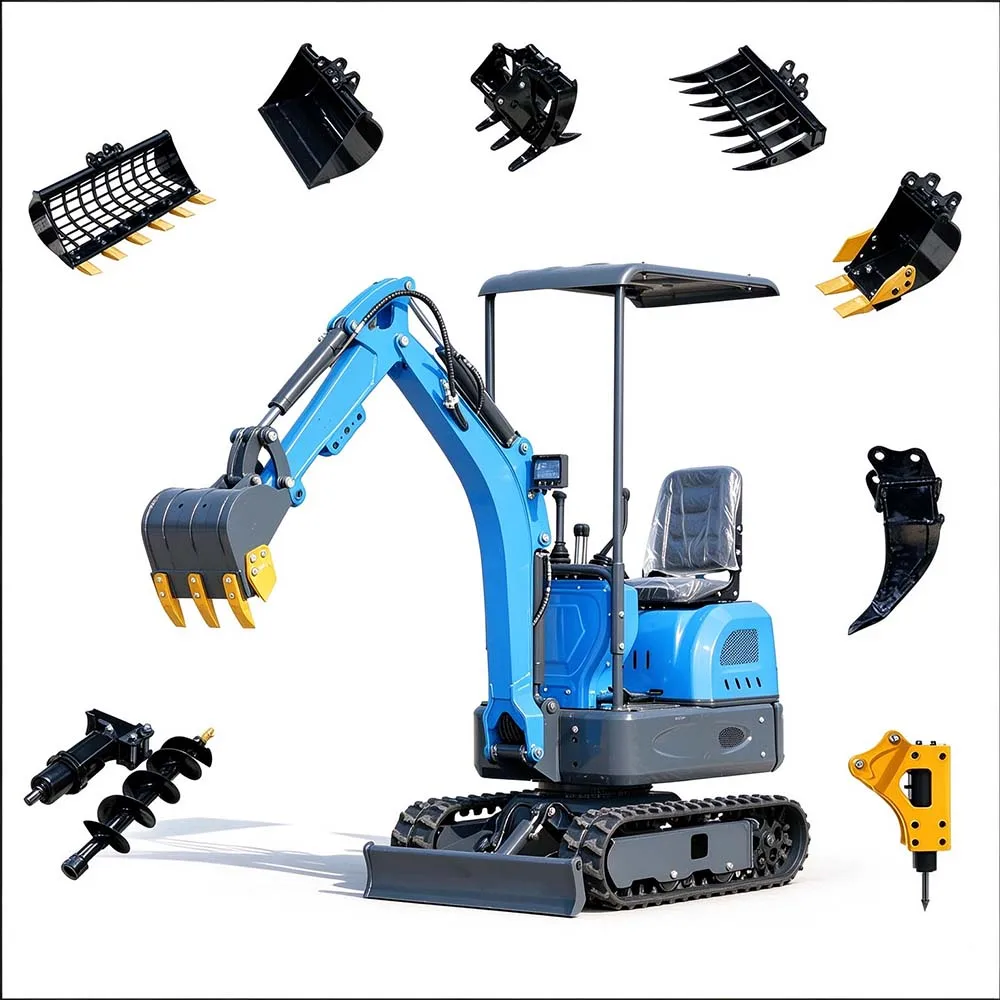 1 Ton Customizable Hydraulic Crawler Digger Excavator for Home Garden Ripper Bucket Breaker Rake Complete Attachment Set Work