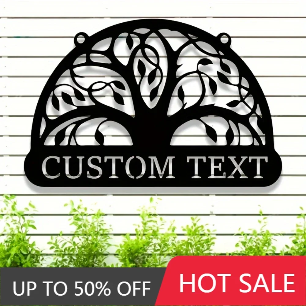 Iron Art Decorative Painting Custom Family Tree of Life Metal Sign with Last Name Display Sturdy Reusable for Outdoor Porch Driv