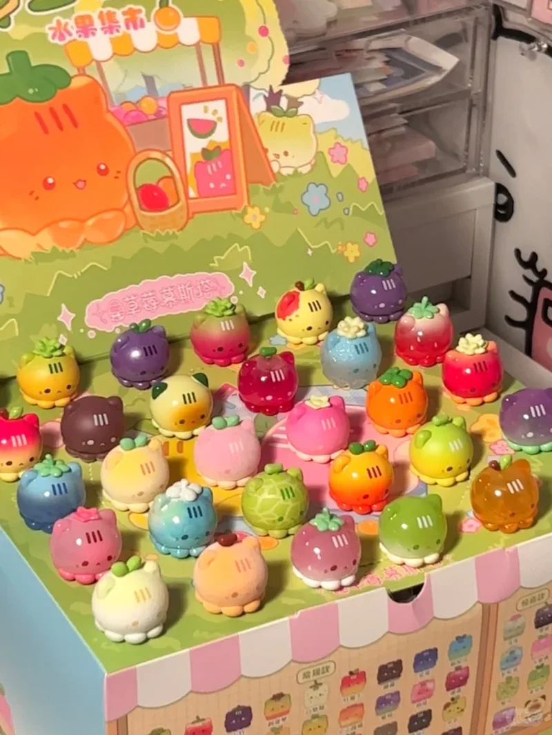 

32pcs/Box Octopus Meow Fruit Market Blind Box Toy Girl Birthday Handmade Ornament Gift Strawberry Mousta Gift